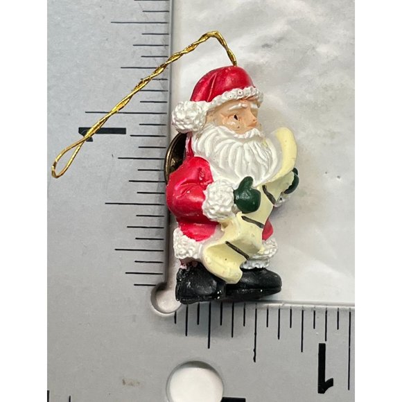 Vintage Santa Mini Christmas Ornament Pin Checking Naughty Nice List - Picture 3 of 6